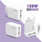 Caricabatterie rapido da 120 W con 5 porte