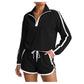 Women's Casual Half-Zip Pullover & Drawstring Shorts Set