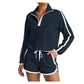 Women's Casual Half-Zip Pullover & Drawstring Shorts Set