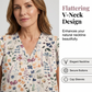 Women's V-Neck Floral Print Button-Down Blouse
