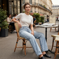 Women's Asymmetrical Waist Straight-Leg Jeans