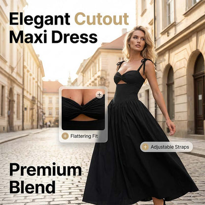 Women's Tie-Shoulder Cutout Maxi Dress