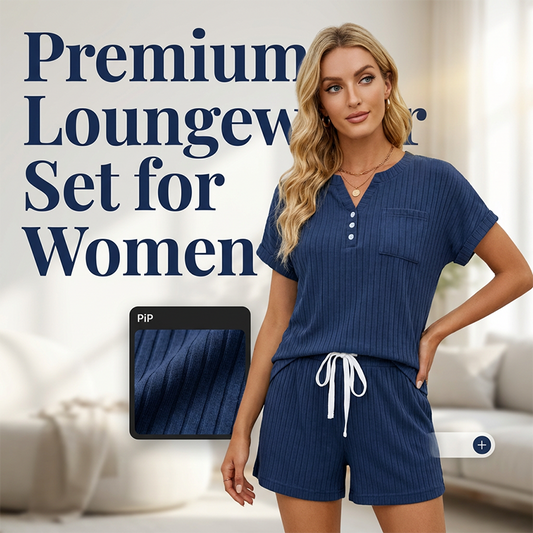 Set casual da donna con maglietta a maniche corte a costine e pantaloncini