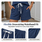 Set casual da donna con maglietta a maniche corte a costine e pantaloncini