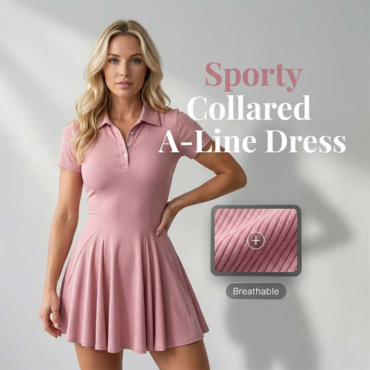Casual Sporty Collared A-Line Dress for Women