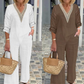 🔥 SCONTO DEL 50% A TEMPO LIMITATO! ⏰ Top da donna con scollo a V e pantaloni a gamba larga