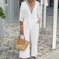 🔥 SCONTO DEL 50% A TEMPO LIMITATO! ⏰ Top da donna con scollo a V e pantaloni a gamba larga