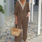 🔥 SCONTO DEL 50% A TEMPO LIMITATO! ⏰ Top da donna con scollo a V e pantaloni a gamba larga