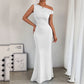 Women's One-Shoulder Ruched Fishtail Maxi Dress