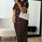 French Retro Slim Button-Down Dress