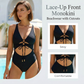 Lace-Up Front Monokini Beachwear with Cutouts