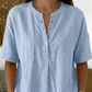 New Arrivals🔥 Women's Casual Henley Collar Linen And Cotton Short-sleeve Shirt