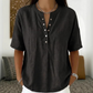 New Arrivals🔥 Women's Casual Henley Collar Linen And Cotton Short-sleeve Shirt