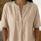 New Arrivals🔥 Women's Casual Henley Collar Linen And Cotton Short-sleeve Shirt