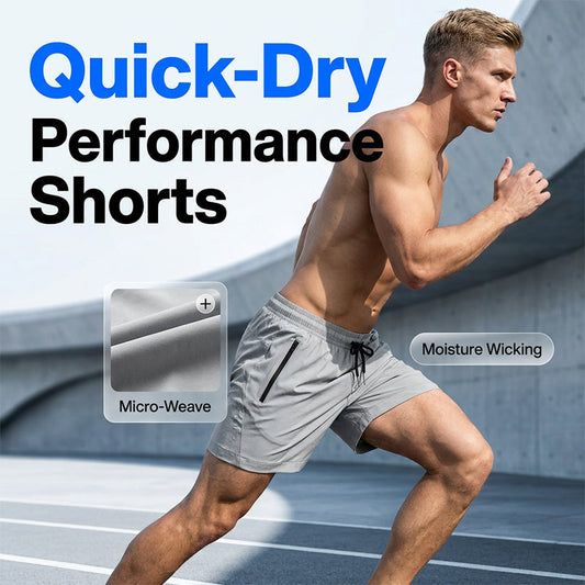 Men's Quick-Dry Athletic Shorts with Zipper Pockets