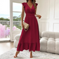 🔥 50% OFF Limited Stock Now V-Neck Ruffled Waist-Defining Maxi Dress