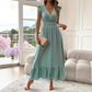🔥 50% OFF Limited Stock Now V-Neck Ruffled Waist-Defining Maxi Dress