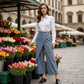 Pantaloni casual corti da donna in patchwork
