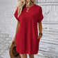 Solid Color Crew Neck Loose Tunic Dress