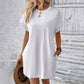 Solid Color Crew Neck Loose Tunic Dress