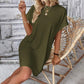 Solid Color Crew Neck Loose Tunic Dress