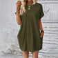 Solid Color Crew Neck Loose Tunic Dress