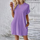 Solid Color Crew Neck Loose Tunic Dress