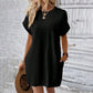 Solid Color Crew Neck Loose Tunic Dress