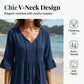 Women's V-Neck Tassel Tie Tiered Midi Dress