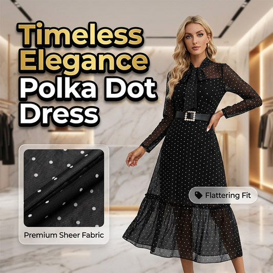 ⏰🔥OFFRE LIMITÉE : 50 % DE RÉDUCTION !🔥Plus de 50K+ unités vendues !Elegante abito midi a pois con collo annodato