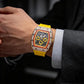 📢📢50% DI SCONTO!! ⏰ Orologio da uomo di lusso a forma di tonneau con decorazioni in strass