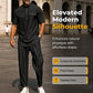 Completo da uomo in stile casual moderno, con giacca e pantaloni, con collo rotondo