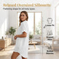 Women's Casual Longline Short Sleeve Blouse with Lapel Collar
