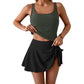 👙☀️ Set costume da bagno con canotta e gonna con lacci laterali – Spalline regolabili, vita alta, imbottiture rimovibili, modello copricostume fluido. Perfetto per la spiaggia, la piscina e la luna di miele! 🌊💕✨