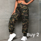 Pantaloni jogger cargo camouflage da donna