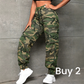 Pantaloni jogger cargo camouflage da donna