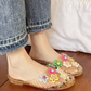 Pantofole da donna trasparenti con glitter e punta chiusa