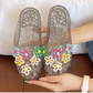 Pantofole da donna trasparenti con glitter e punta chiusa