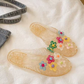 Pantofole da donna trasparenti con glitter e punta chiusa