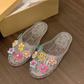 Pantofole da donna trasparenti con glitter e punta chiusa