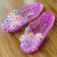 Pantofole da donna trasparenti con glitter e punta chiusa