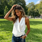Women's Casual V-Neck Sleeveless Wrap Top