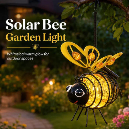 🐝 Enfeite Solar de Jardim em Metal – Decoração Criativa com Luz Quente e Design Encantador para Área Externa