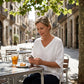 Relaxed V-Neck Top – Irregular Hem & Breathable