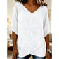 Relaxed V-Neck Top – Irregular Hem & Breathable