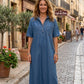👗🔥 -50%! Abito-camicia midi da donna in denim con tasche – Tessuto strutturato che non si appiccica, taglio oversize che valorizza tutte le silhouette, maniche corte, eleganza per tutti i giorni, leggero e traspirante ✨