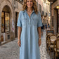 👗🔥 -50%! Abito-camicia midi da donna in denim con tasche – Tessuto strutturato che non si appiccica, taglio oversize che valorizza tutte le silhouette, maniche corte, eleganza per tutti i giorni, leggero e traspirante ✨