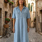 👗🔥 -50%! Abito-camicia midi da donna in denim con tasche – Tessuto strutturato che non si appiccica, taglio oversize che valorizza tutte le silhouette, maniche corte, eleganza per tutti i giorni, leggero e traspirante ✨