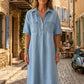 👗🔥 -50%! Abito-camicia midi da donna in denim con tasche – Tessuto strutturato che non si appiccica, taglio oversize che valorizza tutte le silhouette, maniche corte, eleganza per tutti i giorni, leggero e traspirante ✨
