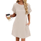 🎉 LIMITED TIME 50% OFF! 👗 Women's Short Sleeve Lace Patchwork A-Line Dress – Elegant Lace Detail & Breathable Knit Fabric 🌸